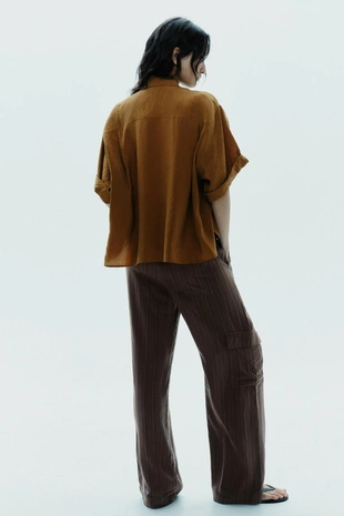 Рубашка из струящейся ткани с короткими рукавами- Заказать в России