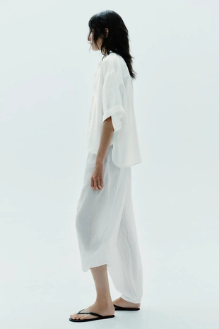 Рубашка из струящейся ткани с короткими рукавами- Заказать в России