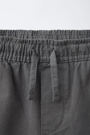 Anthracite grey | 9959/685/807 - Zara Хлопковые шорты-бермуды широкого кроя с этикеткой