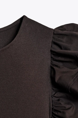 Комбинированное платье с воланами- Заказать в России