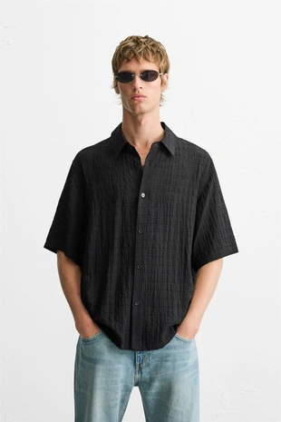 Рубашка в клетку с рельефным рисунком