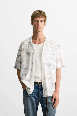 Рубашка с абстрактным принтом- Заказать в России