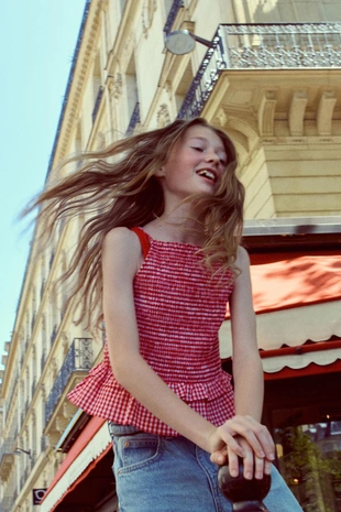 Купить Zara Топ-халтер в клетку виши