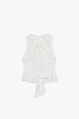 Топ из кружева кроше с открытой спиной- Заказать в России