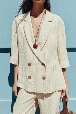 Двубортный блейзер в полоску- Заказать в России