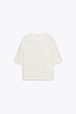 Топ из льна с короткими рукавами ZW COLLECTION