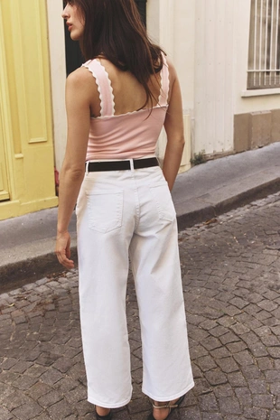 Эластичный топ с жемчугом- Заказать в России