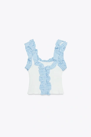 Топ в рубчик в клетку виши- Заказать в России