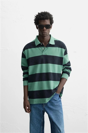 Поло в полоску с эффектом стирки- Заказать в России