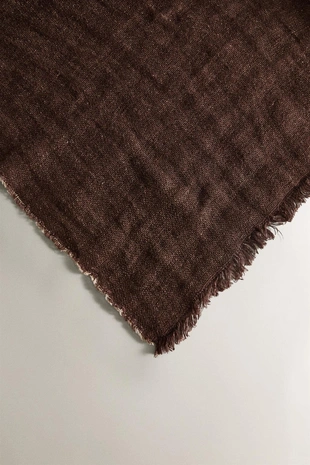 Плед из льна с бахромой- Заказать в России