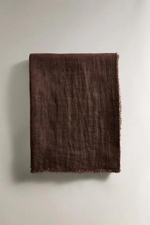 Плед из льна с бахромой- Заказать в России