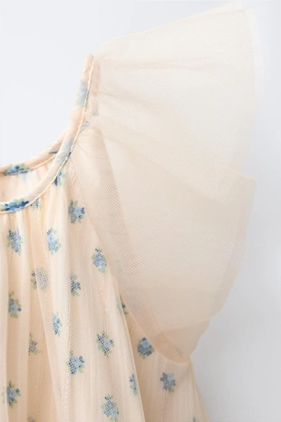 Комбинированное платье из тюля с цветочным принтом- Заказать в России