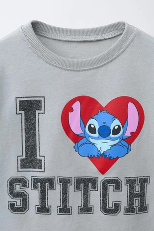 Anthracite grey | 6061/597/807 - Zara Футболка с блестящим принтом LILO & STITCH © DISNEY