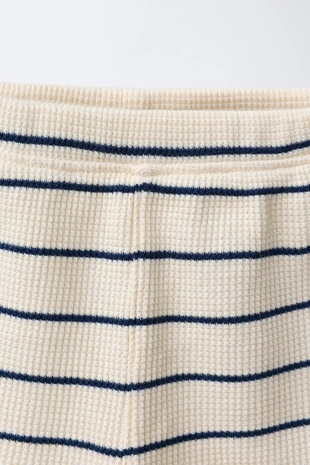 Light ecru | 4805/596/959 - Zara Вафельные бермуды в полоску