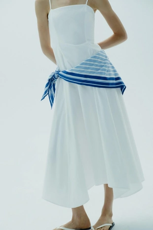 Платье миди в полоску с платком- Заказать в России