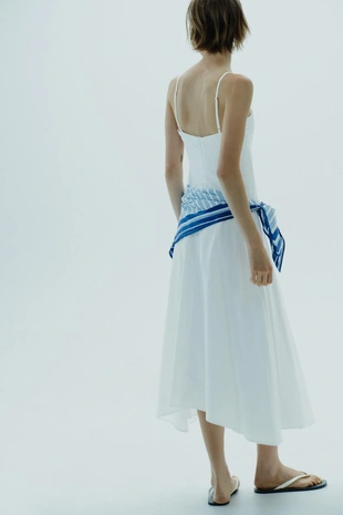 Платье миди в полоску с платком- Заказать в России