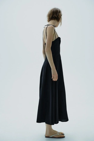 Платье миди из поплина с воланами- Заказать в России