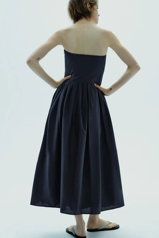 Платье из поплина с открытыми плечами- Заказать в России