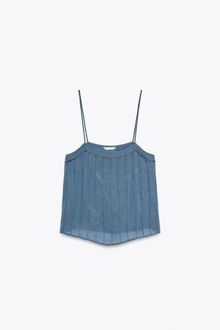 Топ на бретелях с бисером- Заказать в России