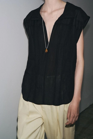 Рубашка из смеси рами со сборками — ZW COLLECTION- Заказать в России