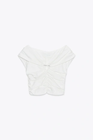 Короткий топ со сборками- Заказать в России