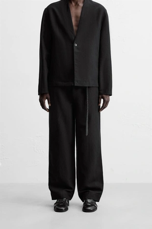 Брюки костюмные из хлопка и льна- Заказать в России