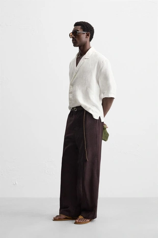 Рубашка-кимоно из 100% льна- Заказать в России