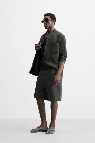 Рубашка из 100% льна- Заказать в России