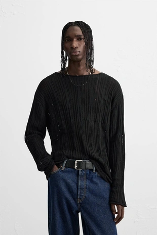 Джемпер с ажурной вязкой- Заказать в России