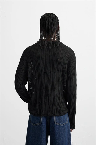 Джемпер с ажурной вязкой- Заказать в России