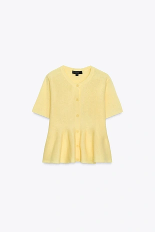 Трикотажный кардиган с баской- Заказать в России