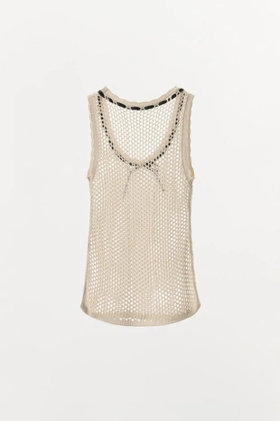 Топ из ажурного трикотажа с контрастным бантом- Заказать в России