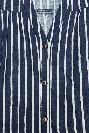 Полосатая рубашка из льна- Заказать в России