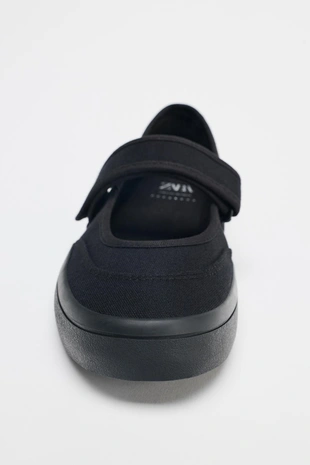 Текстильные балетки с ремешком - Заказать в России