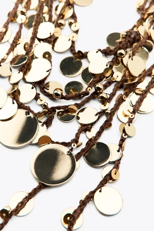 Ожерелье-каскад из шнурков с монетами- Заказать в России