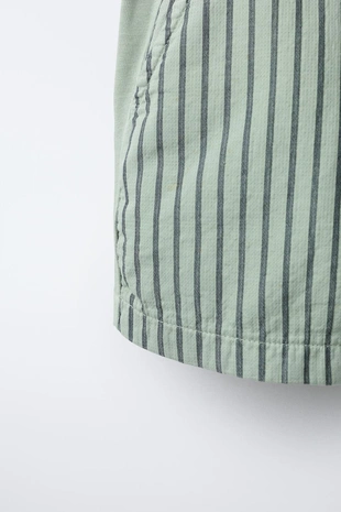 Комбинированные прямые шорты-бермуды в полоску- Заказать в России