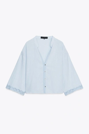 Короткая кружевная рубашка- Заказать в России