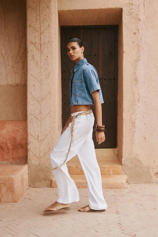 Короткая джинсовая рубашка Z1975- Заказать в России