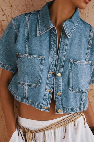 Короткая джинсовая рубашка Z1975- Заказать в России