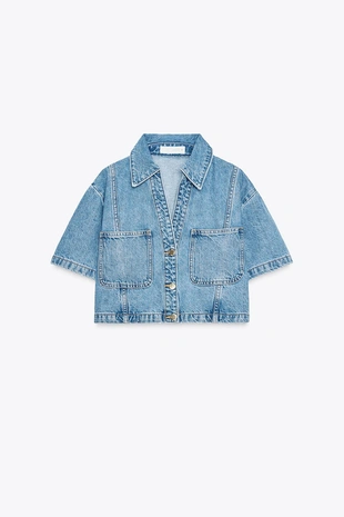 Короткая джинсовая рубашка Z1975- Заказать в России