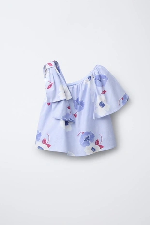 Купить Zara Асимметричный топ с цветочным принтом