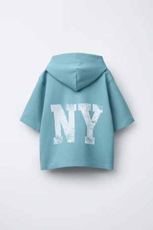 Худи с короткими рукавами, капюшоном и надписью- Заказать в России