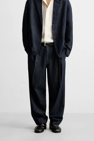 Укороченные джинсовые брюки широкого кроя- Заказать в России