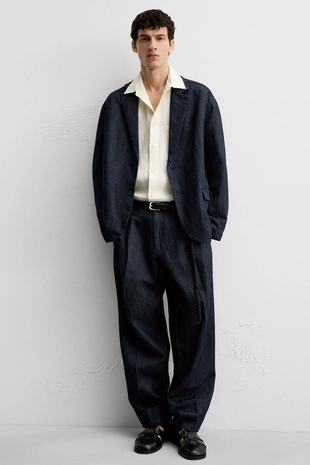 Укороченные джинсовые брюки широкого кроя- Заказать в России