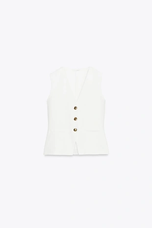 Жилет из саржи с пуговицами- Заказать в России