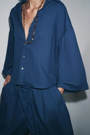 Рубашка из льняной ткани — ZW COLLECTION- Заказать в России