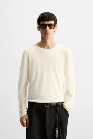 Футболка из полупрозрачной ткани с текстурой- Заказать в России