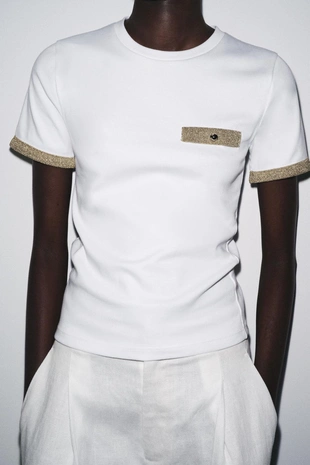 Футболка из ткани с металлизированной нитью- Заказать в России