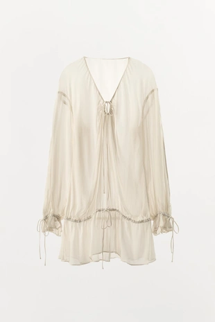 Полупрозрачный топ из струящейся ткани- Заказать в России