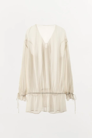 Полупрозрачный топ из струящейся ткани- Заказать в России